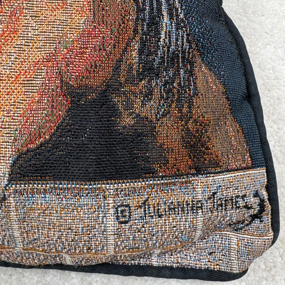 Julianna James Horse Tapestry Throw Pillow Vtg 16x16 Equestrian Decor‎ Black